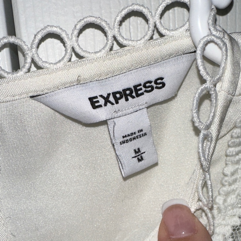 Express White Ruffle Lace Blouse - Picture 5 of 8